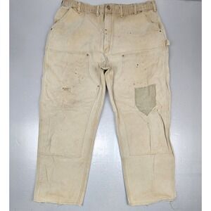 Carhartt Pants Mens 38x30 Vintage‎ Distressed B01-BRN Duck Canvas Double Knee
